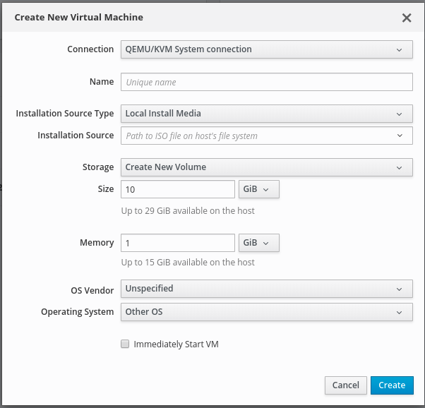 Available storage for new VM