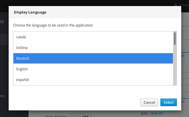 New language dialog