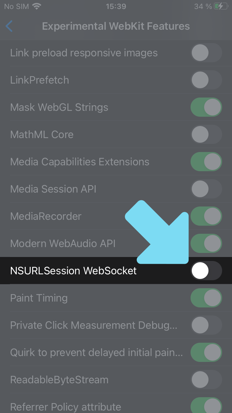 "NSURLSession Websocket" off by default