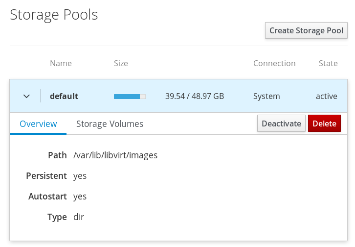 Storage pool operation